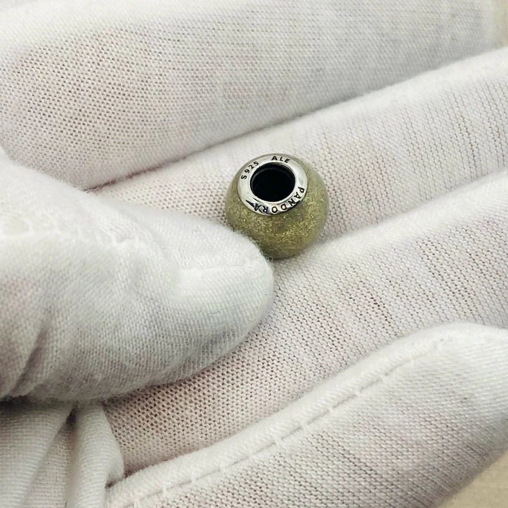 EUC Pandora 796327EN144 Sterling Silver Silvery Enamel Glitter Ball Charm - Picture 6 of 7